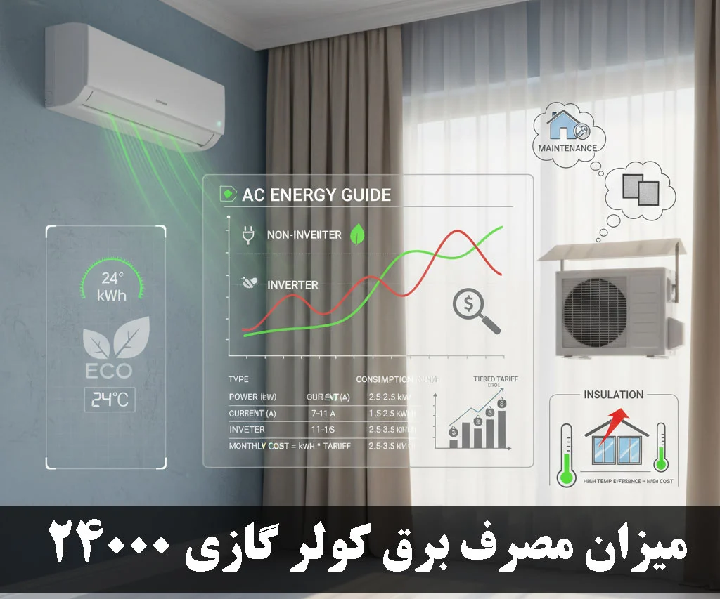 میزان مصرف برق کولر گازی 24000