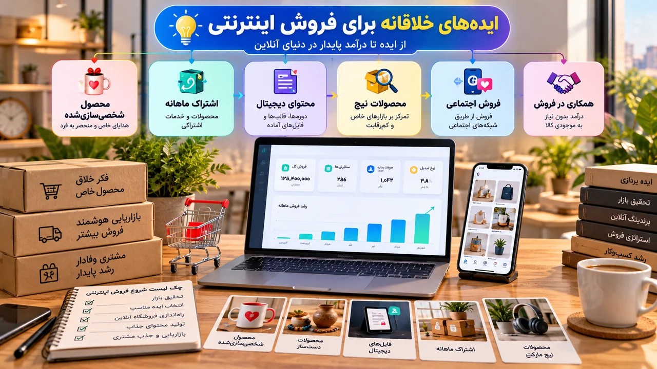 ایده‌های خلاقانه برای فروش اینترنتی در ۱۴۰۵ | ۲۰ ایده کاربردی